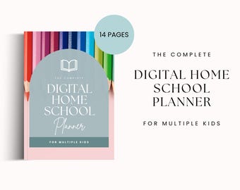 Digitale thuisschoolplanner pdf voor meerdere kinderen | Dagelijks Wekelijks Maandelijks Thuisschoolrooster & Curriculum Organizer