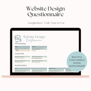 Customizable Website Design Client Questionnaire - Editable GoogleSheet for Web Designers