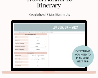 Travel Planner & Itinerary – Google Sheets Trip Organizer