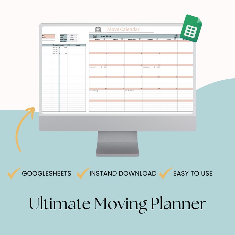 Moving Checklist & Packing Inventory – Google Sheets Planner - Etsy