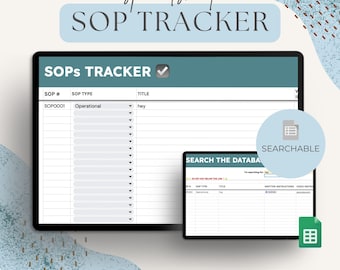 Aanpasbare digitale SOP-tracker | Bewerkbaar Google Spreadsheet | Google-spreadsheet | Trackingspreadsheet | Standaardbedieningsprocedure | TRA