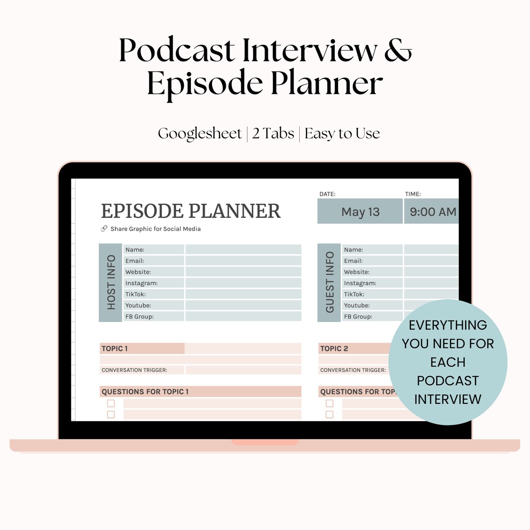 Podcast Interview & Episode Planner – Google Sheets Template - Etsy