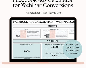 Calculadora de ROI de anuncios para seminarios web: plantilla de Hojas de cálculo de Google