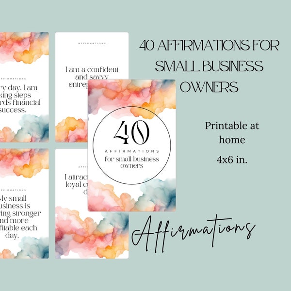 Business Affirmation Cards | Affirmations For Small Biz Owners 4x6 | Empowering Word Swap Confidence Cards | Digital Template Download