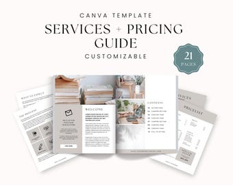 Pricing Guide Canva Template | Editable Services & Packages Sheet | Small Business Service Menu | Price List Template for Entrepreneurs