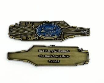 USS Harry S. Truman (CVN-75) - US Navy Challenge Coin - Carrier Shape