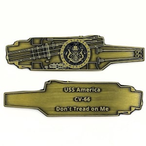 USS America (CV - 66) Navy Challenge Coin - Carrier Shape