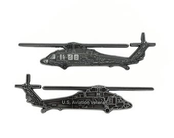 Army Aviator Veteran - Blackhawk Helicopter Shaped Challenge Coin