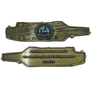 USS Theodore Roosevelt (CVN-71) Challenge Coin - US Navy Carrier Shape