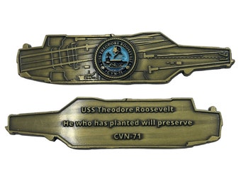 USS Theodore Roosevelt (CVN-71) Challenge Coin - US Navy Carrier Shape