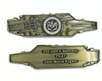 USS John F. Kenndy (CV-67) US Navy Challenge Coin - Carrier Shape
