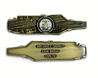USS John C. Stennis (CVN-74) Challenge Coin - US Navy Carrier Shape