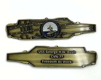 USS George H. W. Bush (CVN-77) Challenge Coin - US Navy Carrier Shape