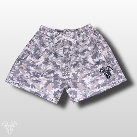 Digital Snow Camo Shorts Gym Breathable Elastic Workout