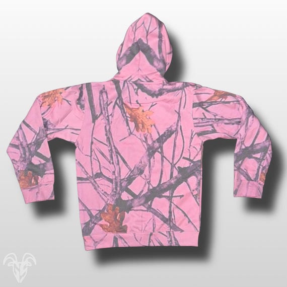 Pink Camo Hoodie: White Washed Camouflage Cotton Blend