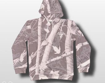 Midnight Camo Hoodie: Black & White Washed Camouflage Sweatshirt