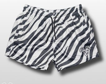 Goat Strength Zebra Print 5” Inseam Mesh Shorts – Unisex Athletic Workout Shorts with Zipper Pockets