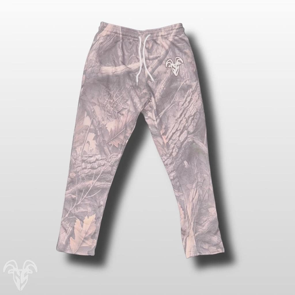 Vintage Camo Sweatpants With Zipper Pockets - White Washed Acid Washed Camouflage pants for Men & Women Joggers Realistic Camouflage Pants