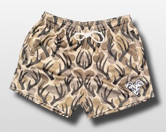 Goat Strength Antler Camo / Duck Camouflage Athletic Mesh Shorts – 5” Inseam with Zipper Pockets