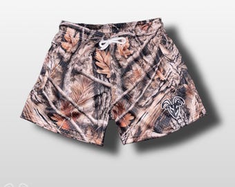 Goat Strength Hunter Camo Mesh Shorts - Hunter Camouflage, 5 Inch Inseam / Zipper Pockets for active wear