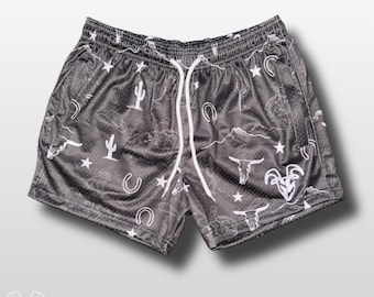 Goat Strength Western Mesh Shorts – 5” Inseam Athletic Shorts with Zipper Pockets for Gym, Running, Pickleball & Training
