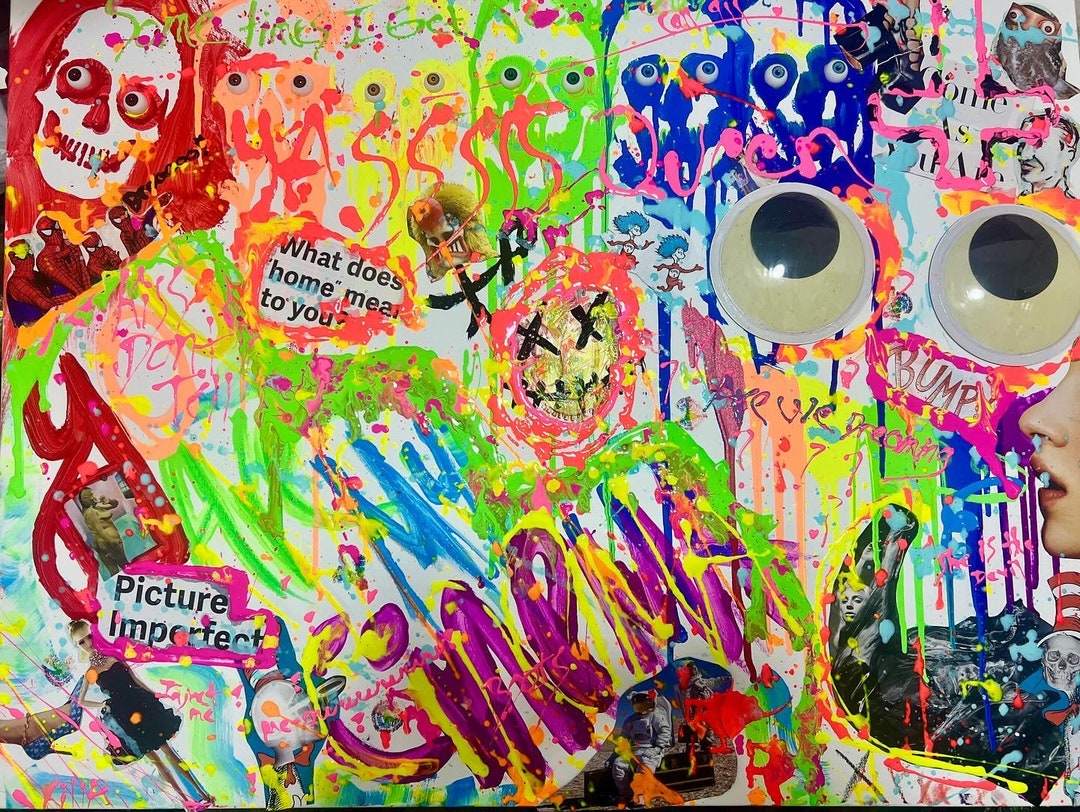 Mixed Media Large Colorful Canvas Etsy