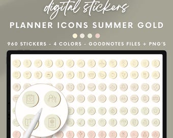 Summer Planner Icons: Minimalist Digital Stickers for GoodNotes (iPad Sticker Book + PNGs)