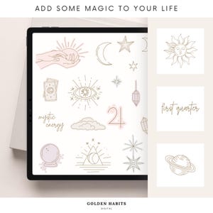 Celestial GoodNotes Stickers | Zodiac & Moon Digital Planner Bundle | Astrology Elements