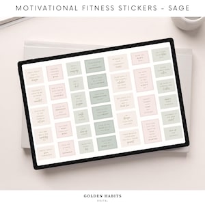 Goodnotes Stickers Fitness Quotes: Motivation for Gym, Digital Planner, Sage (PNG)