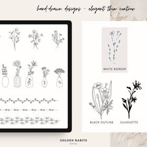 Wildflower GoodNotes Stickers | Botanical & Floral Hand-Drawn Planner Stickers image 8