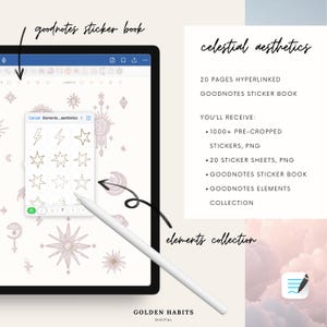 Celestial Goodnotes Stickers | Zodiac Moon & Planet Drawings ...