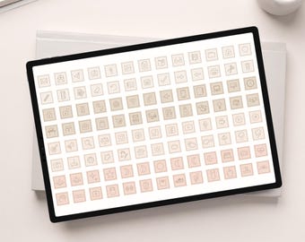 GoodNotes Planner Sticker: Minimalistische digitale Icons in Blush-Farben (Digitaler Download)