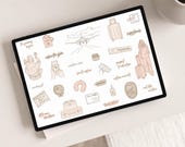 Aesthetic Travel Planner Stickers for GoodNotes | Vacation & Holiday Digital Stickers | iPad Planner Stickers | Blush