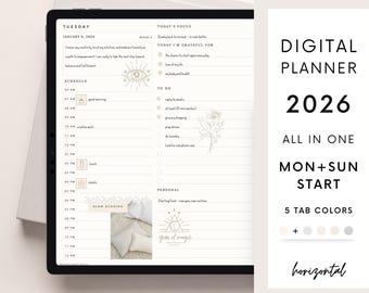 2026 Digital Planner for GoodNotes | Landscape iPad Planner | Weekly, Daily & Monthly | Cloud