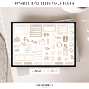 Fitness Workout Stickers for GoodNotes: Planner Gym Elements & Habit Tracker Widgets – Active Lifestyle - Blush