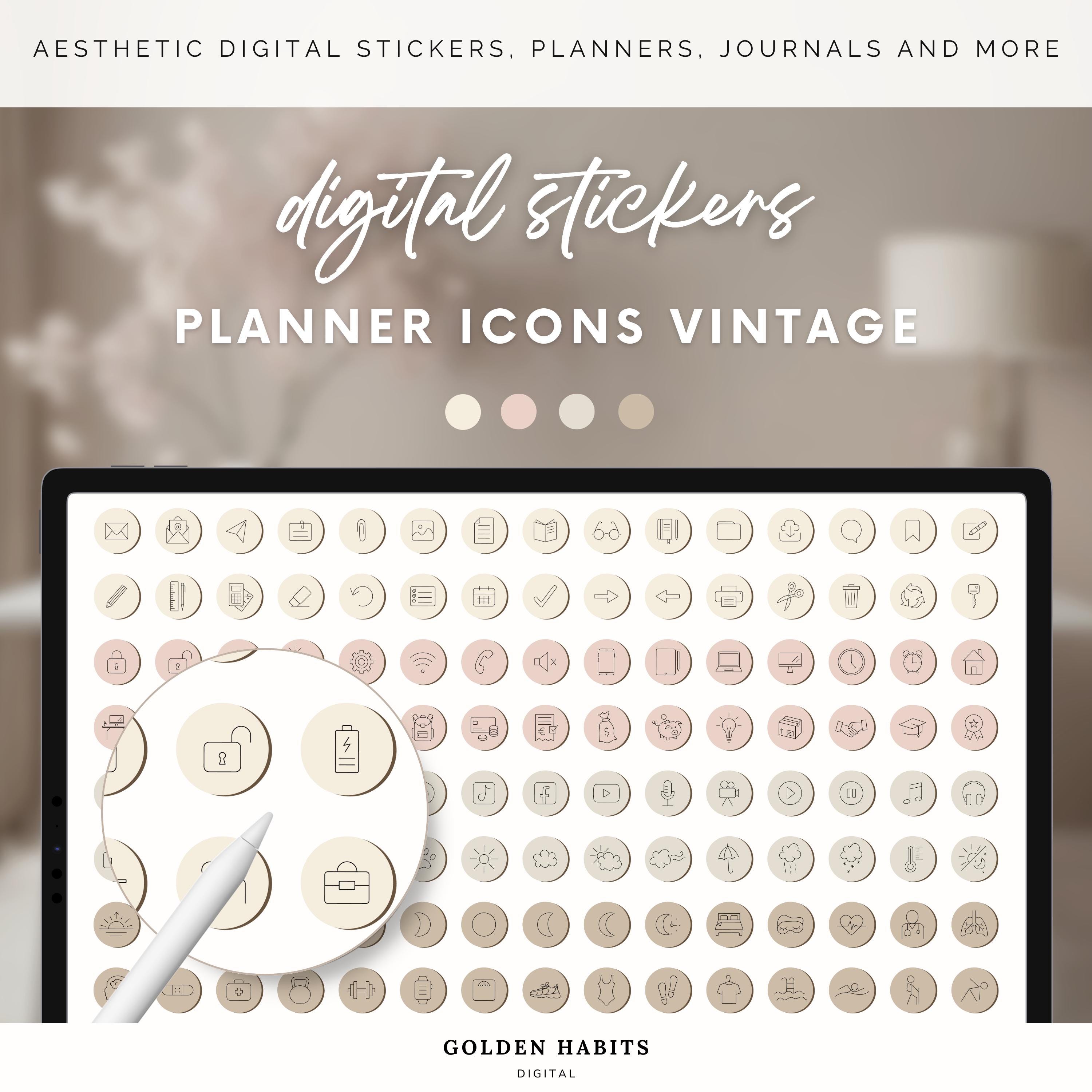 Planner Icons for Goodnotes | Minimal Digital Stickers for Digital ...