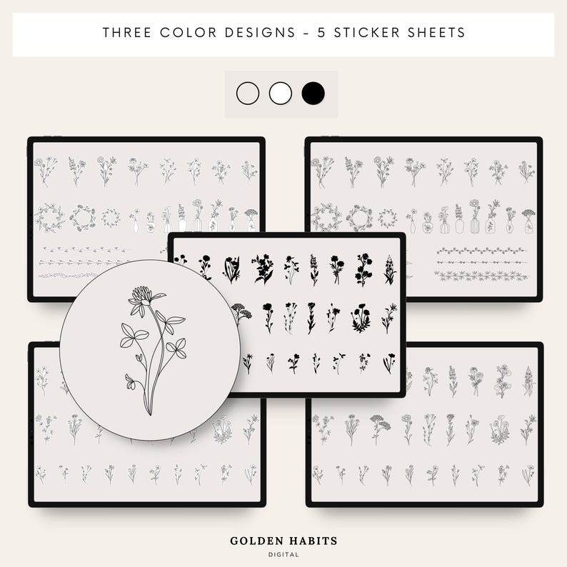 Wildflower GoodNotes Stickers | Botanical & Floral Hand-Drawn Planner Stickers image 4