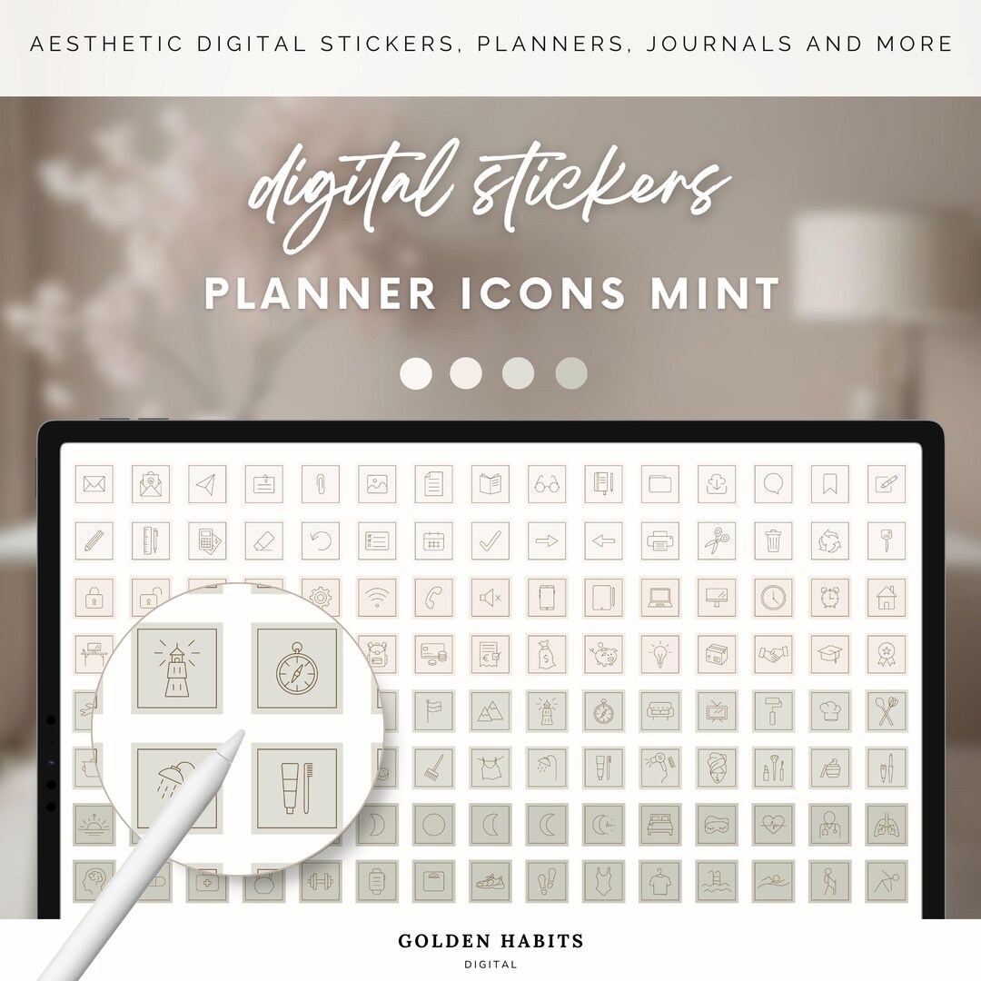 Goodnotes Planner Icons | Digital Stickers for iPad | Goodnotes Sticker ...