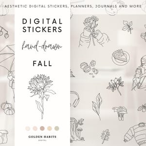 Fall Digital Planner Stickers: Hand-Drawn Autumn GoodNotes Stickers (PNG)