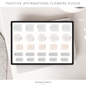 Blumen Affirmation Stickers: 600+ motivierende Zitate für GoodNotes, Self-Care Bundle (digitaler Download)