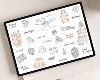 Pegatinas de planificación de viajes para GoodNotes / Pegatinas de viaje digitales y planificador de vacaciones / Nube