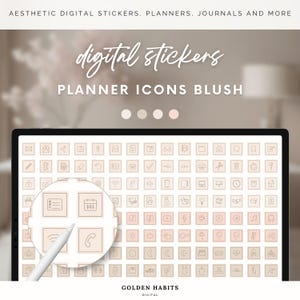 Pegatinas digitales para GoodNotes / Iconos de planificador / Pegatinas de planificador minimalistas / Elementos de planificador y libro de pegatinas para iPad / Pegatinas funcionales