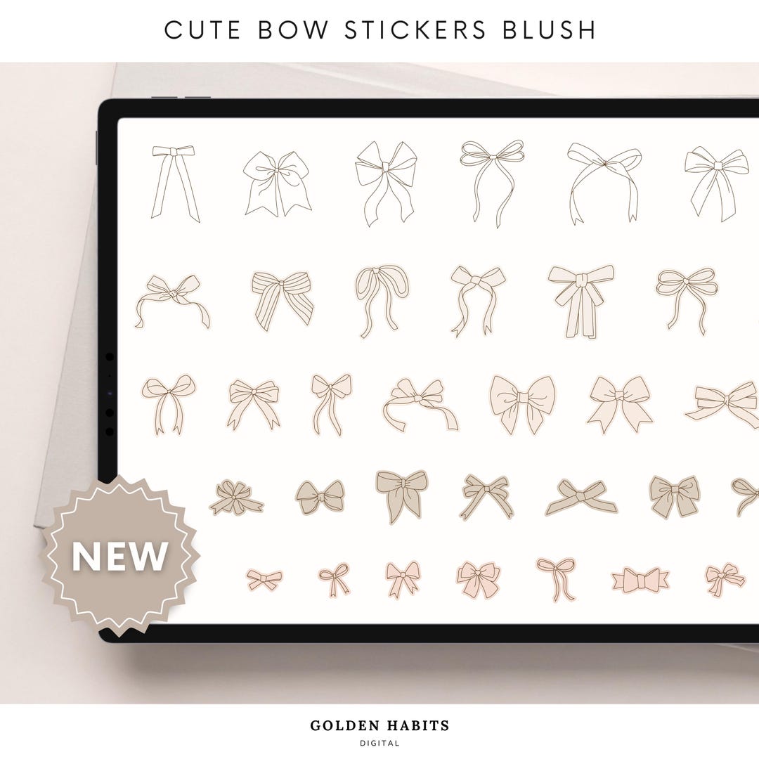 Hand Drawn Bow Stickers | Ribbon Bows Goodnotes | Digital Planner - Etsy
