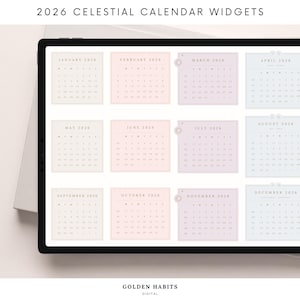 Calendar Widgets 2026 Celestial | Digital Planner Stickers for GoodNotes | Zodiac Monthly Sticky Notes