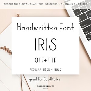 IRIS Handwritten Font | GoodNotes, Digital Planner (OTF TTF)