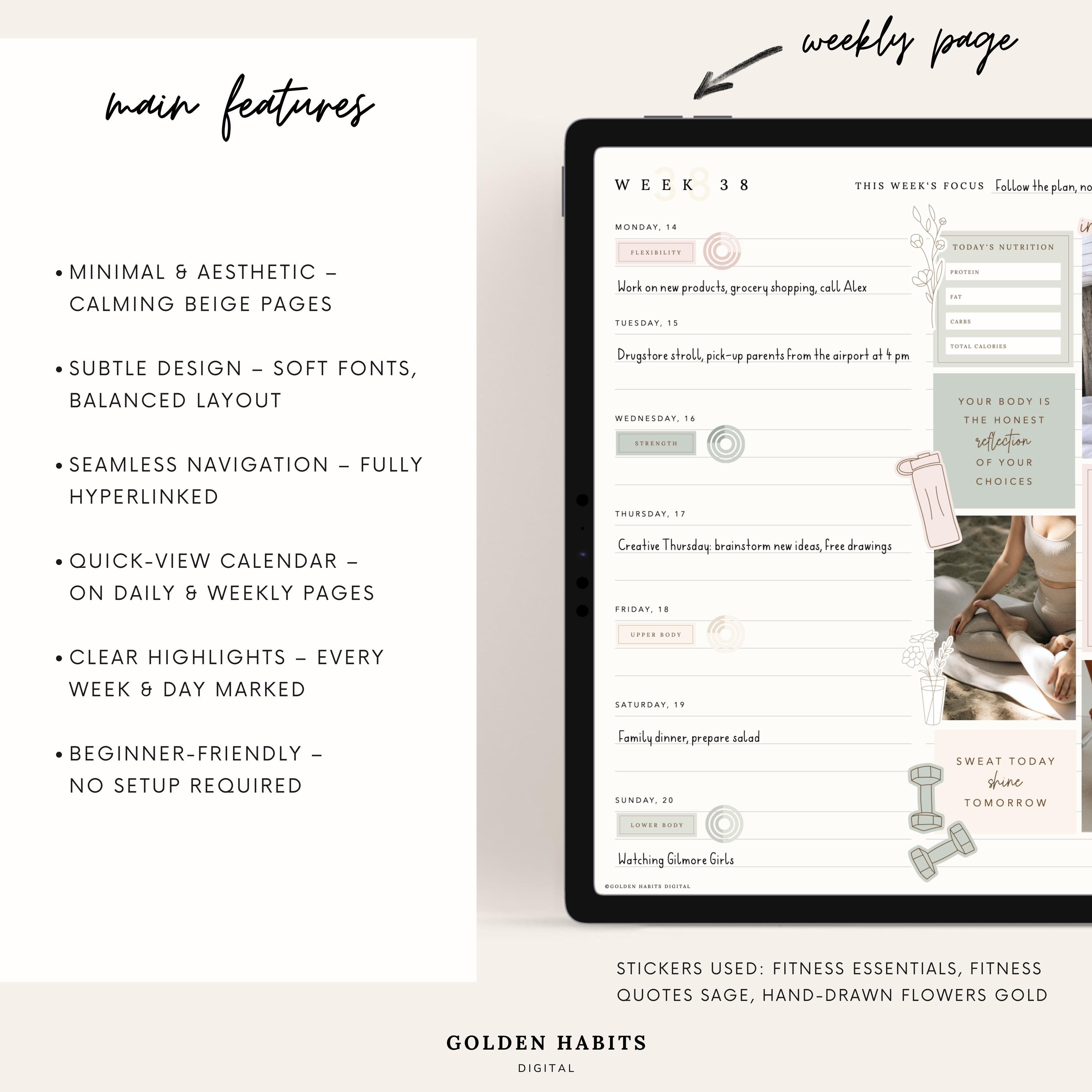 Sunday Start 2026 Digital Planner for Goodnotes: Hyperlinked Daily ...