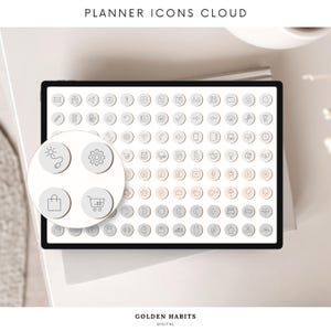 Minimalist Planner Icons: GoodNotes Digitale Aufkleber, Wolkenfarben (PNG & Stickerbuch)