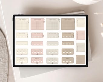 Romantic Flowering Digital Stickers: GoodNotes Habit Tracker & To-Do List Widgets – Vintage