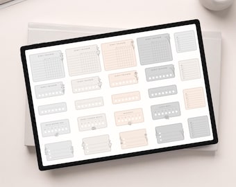 Romantic Floral Habit Tracker Stickers: GoodNotes Digital Planner Bundle, Notes and To do List