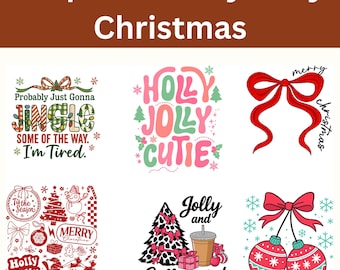 Holly Jolly Christmas png, Bunte Stechpalme Jolly, Preppy Weihnachtsbaum Png, Weihnachten Kokette Schleife Png, Frohe Weihnachten Png, Png Digtal File